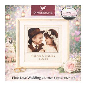 DIMENSIONS Counted CROSS STITCH KIT First Love WEDDING Record 11"x11" Marriage
